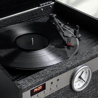 Victrola Century Signature 6 in 1 Music Center With Clock - Black