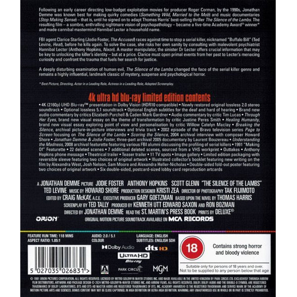 The Silence Of The Lambs (Limited Edition) - Blu-ray 4K. Shop now online in uae