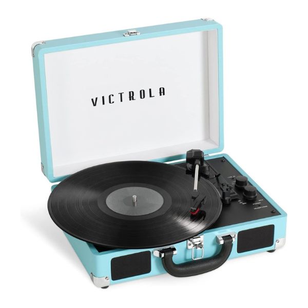 Victrola Journey+ Signature Turntable Record Player Bluetooth Vinyl Streaming 33-1/3, 45 & 78 RPM Suitcase Vinyl Record Player, Bluetooth Connectivity & Built-in Speakers, Stereo RCA Output (Turquoise)