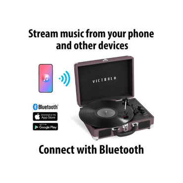 Victrola Journey+ Signature Turntable Record Player Bluetooth Vinyl Streaming 33-1/3, 45 & 78 RPM Suitcase Vinyl Record Player, Bluetooth Connectivity & Built-in Speakers, Stereo RCA Output (Magenta)