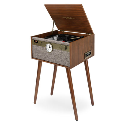 Victrola Century Signature+ 6 in 1 Music Center With Clock and Legs - Walnut