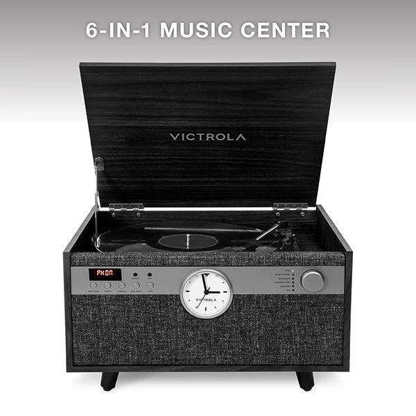 Victrola Century Signature 6 in 1 Music Center With Clock - Black