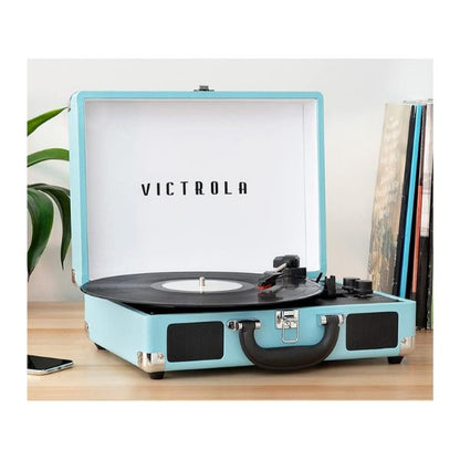 Victrola Journey+ Signature Turntable Record Player Bluetooth Vinyl Streaming 33-1/3, 45 & 78 RPM Suitcase Vinyl Record Player, Bluetooth Connectivity & Built-in Speakers, Stereo RCA Output (Turquoise)