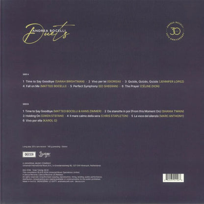 Shop Andrea Bocelli - Duets - 30th Anniversary (The Highlights) - LP now at cavo online music store dubai
