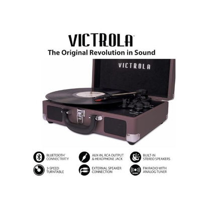 Victrola Journey+ Signature Turntable Record Player Bluetooth Vinyl Streaming 33-1/3, 45 & 78 RPM Suitcase Vinyl Record Player, Bluetooth Connectivity & Built-in Speakers, Stereo RCA Output (Magenta)