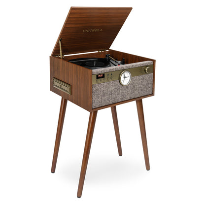 Victrola Century Signature+ 6 in 1 Music Center With Clock and Legs - Walnut