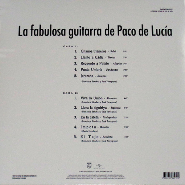 Paco De Lucía - La Fabulosa Guitarra De Paco De Lucía - LP