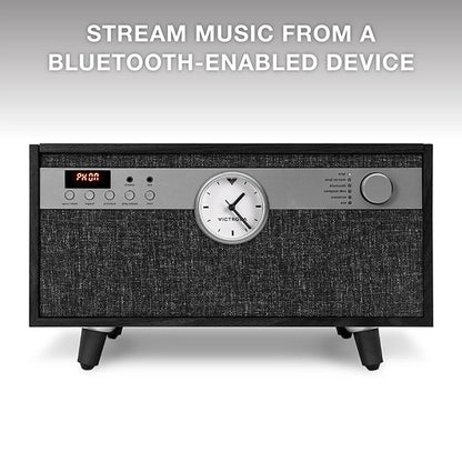 Victrola Century Signature 6 in 1 Music Center With Clock - Black