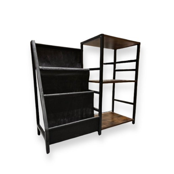 Vinyl Player and Records Display - Black / Brown (AS IS)