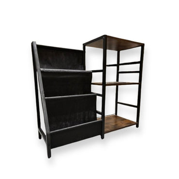 Vinyl Player and Records Display - Black / Brown (AS IS)