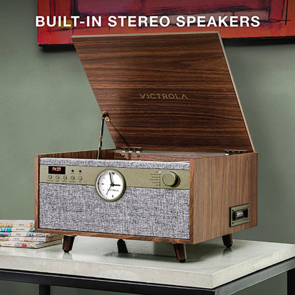 Victrola Century Signature 6 in 1 Music Center With Clock - Walnut