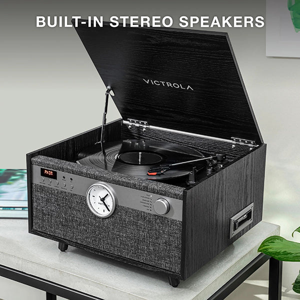 Victrola Century Signature 6 in 1 Music Center With Clock - Black