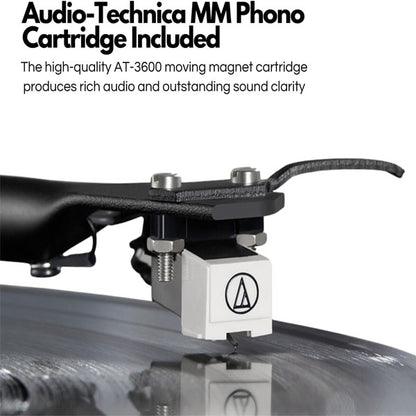 Steepletone Soho Clear Acrylic Vinyl Record Player, with Wireless Speakers 2 speed turntable with Counter Weight & AT-3600L Cartridge