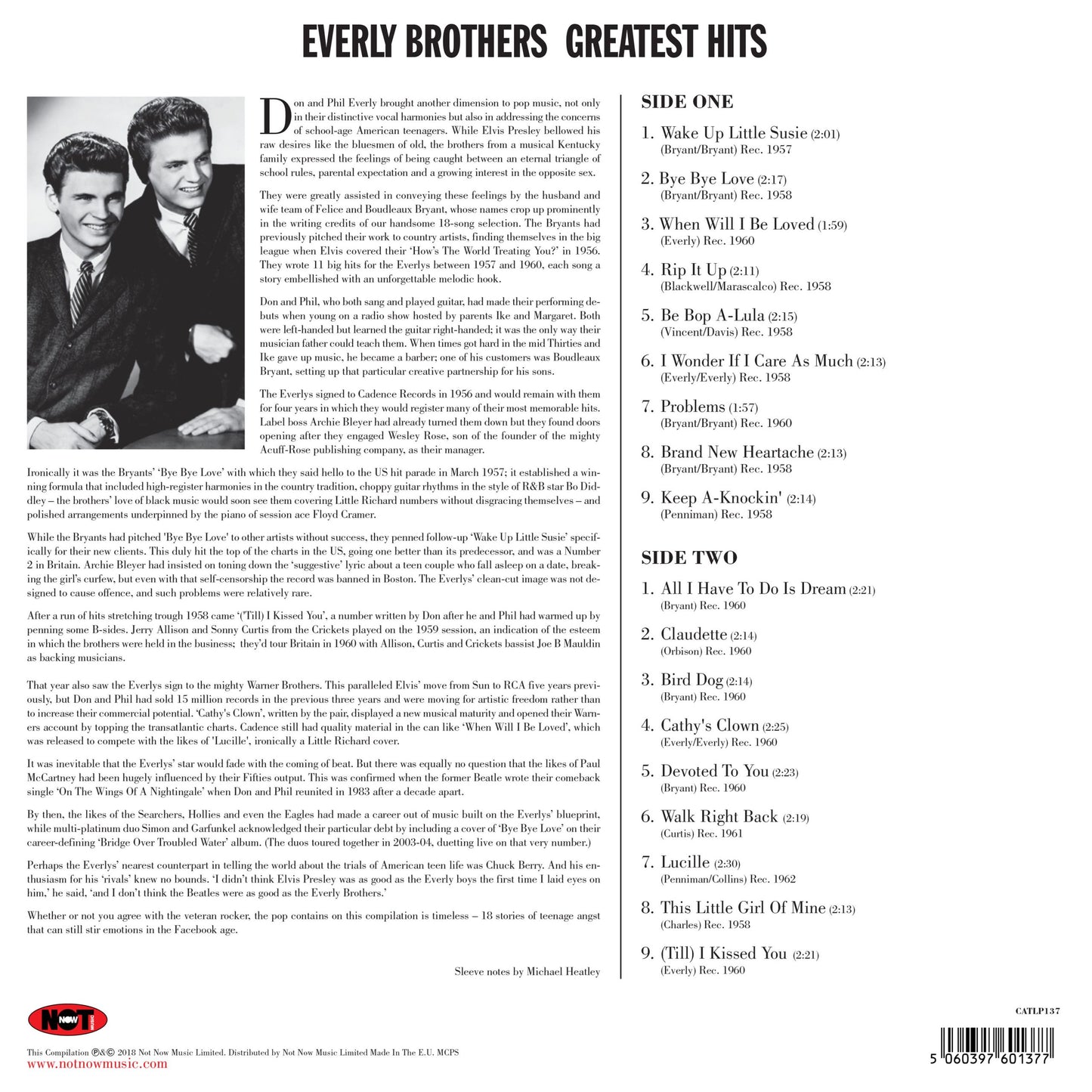 Everly Brothers – Everly Brothers Greatest Hits - LP
