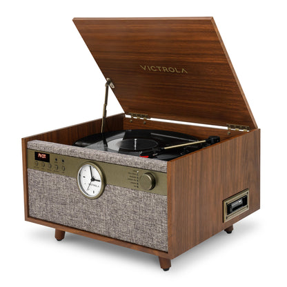 Victrola Century Signature+ 6 in 1 Music Center With Clock and Legs - Walnut