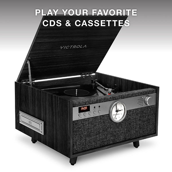 Victrola Century Signature 6 in 1 Music Center With Clock - Black