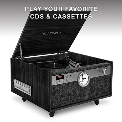 Victrola Century Signature 6 in 1 Music Center With Clock - Black