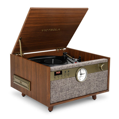 Victrola Century Signature+ 6 in 1 Music Center With Clock and Legs - Walnut