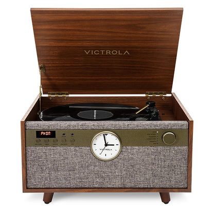Victrola Century Signature 6 in 1 Music Center With Clock - Walnut