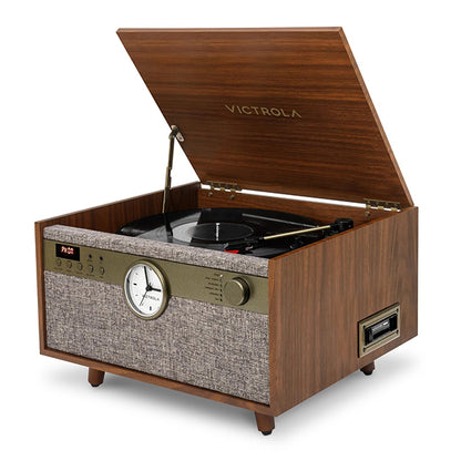 Victrola Century Signature 6 in 1 Music Center With Clock - Walnut
