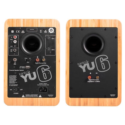 Kanto YU6BAMBOO Bluetooth Powered Speakers - 200 Watts - Phono Preamp (Bamboo)