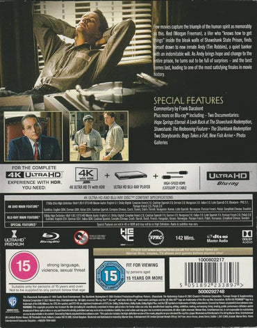 Shawshank Redemption - Blu Ray 4K