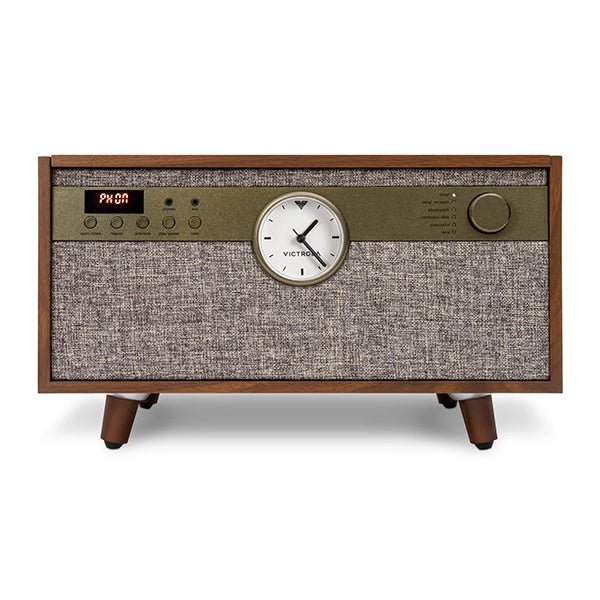 Victrola Century Signature 6 in 1 Music Center With Clock - Walnut