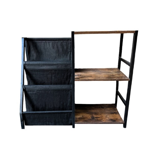 Vinyl Player and Records Display - Black / Brown (AS IS)