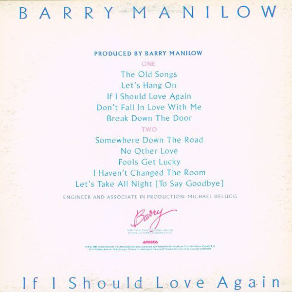 Barry Manilow - If I Should Love Again - LP (Used Vinyl)