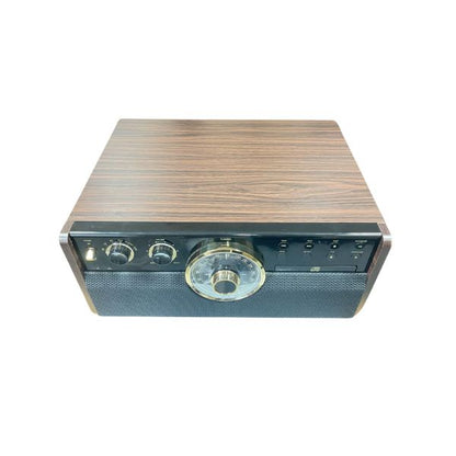 Victrola The Empire VTA-270B 6-in-1 Wood Bluetooth Mid Century Record Player with 3-Speed Turntable, CD, Cassette Player and Radio Music Centre (AS.IS)