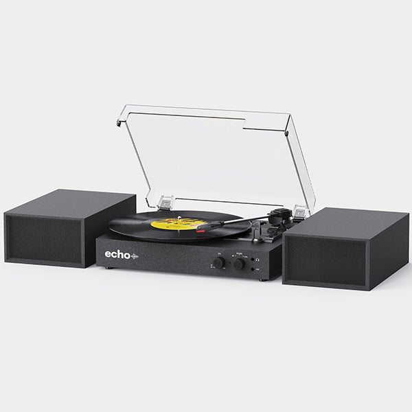 Echo Audio Bluetooth Turntable Player with External Speakers (Frankie) - Black