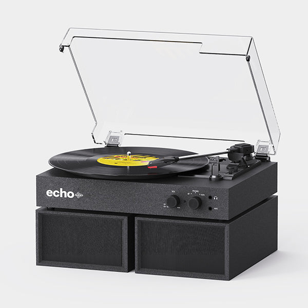 Echo Audio Bluetooth Turntable Player with External Speakers (Frankie) - Black