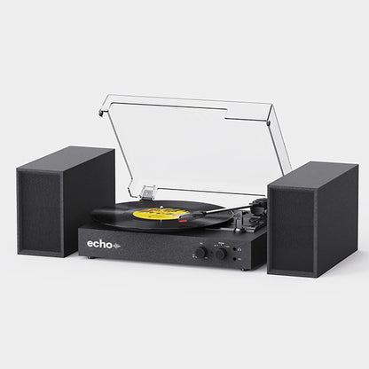 Echo Audio Bluetooth Turntable Player with External Speakers (Frankie) - Black