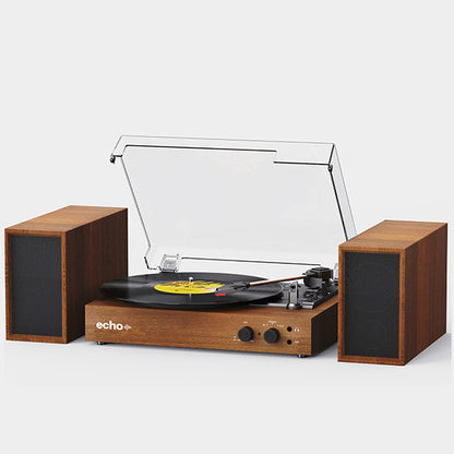 Echo Audio Bluetooth Turntable Player with External Speakers (Frankie)  - Walnut