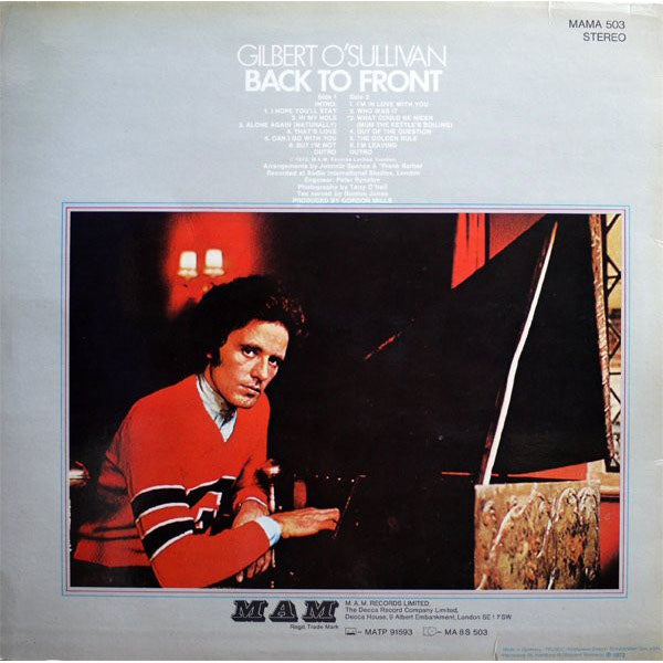 Gilbert O'Sullivan - Back To Front - LP (Used Vinyl)