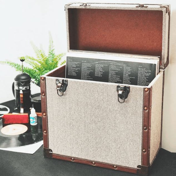 Steepletone LP Record Storage Carry Case - GREY/BROWN FABRIC. Shop now online in UAE
