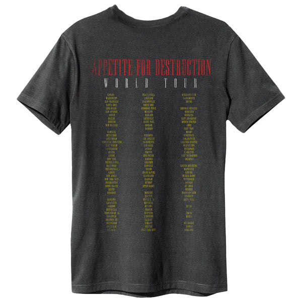 GUNS N ROSES - Guns N Roses Appetite For Destruction Amplified Vintage Charcoal T Shirt. now music store in dubai