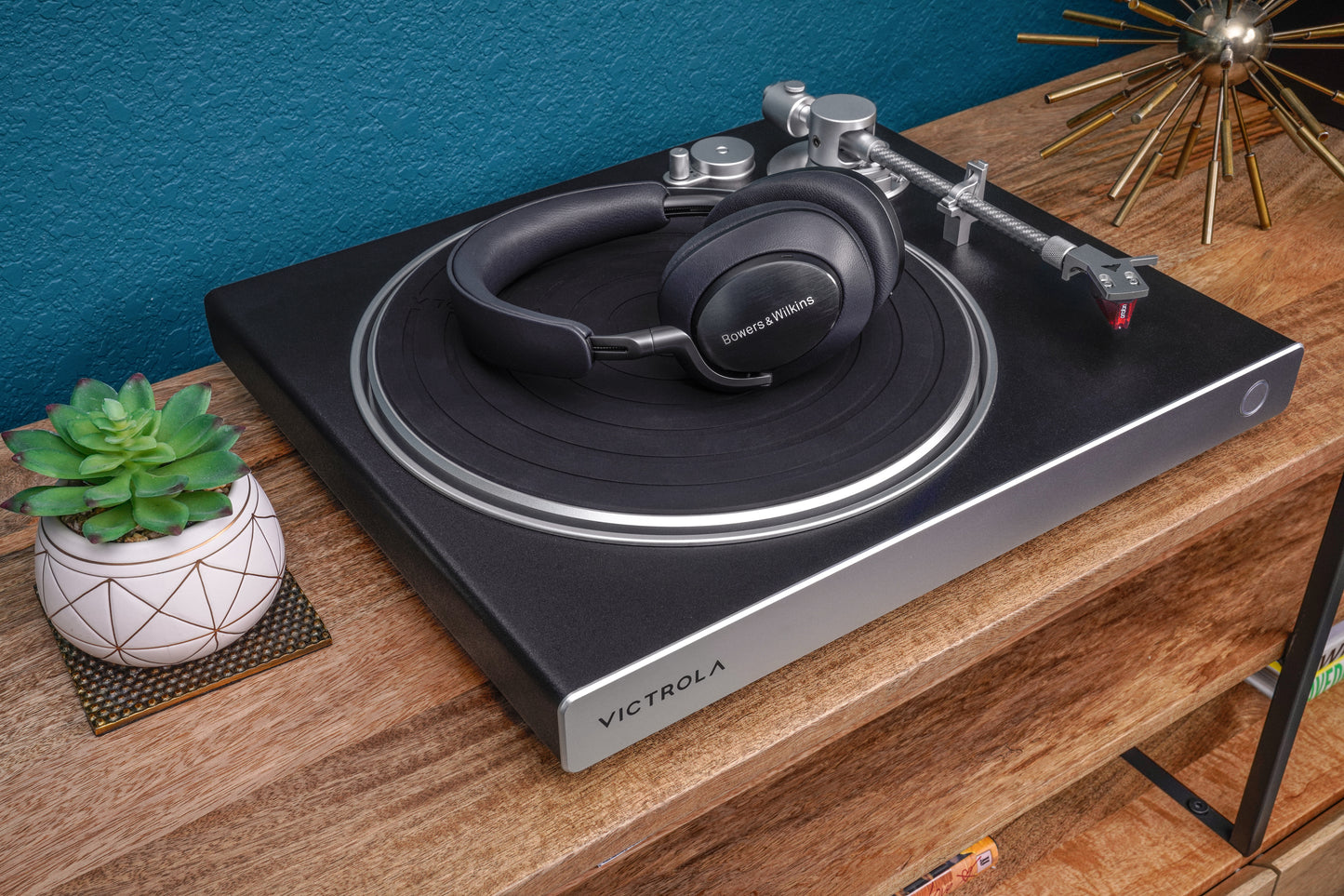 Victrola Hi-Res Silver Vinyl Record Player, Ortofon 2M Red Cartridge, aptX Adaptive Bluetooth Connectivity