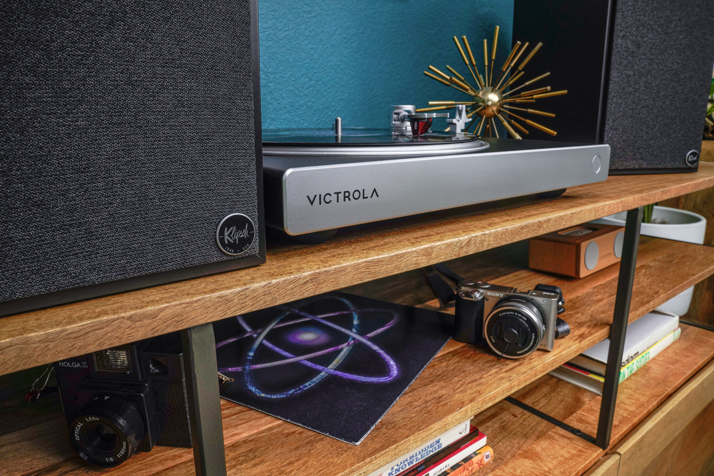 Victrola Hi-Res Silver Vinyl Record Player, Ortofon 2M Red Cartridge, aptX Adaptive Bluetooth Connectivity