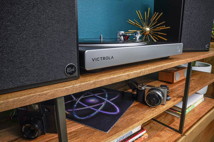 Victrola Hi-Res Silver Vinyl Record Player, Ortofon 2M Red Cartridge, aptX Adaptive Bluetooth Connectivity