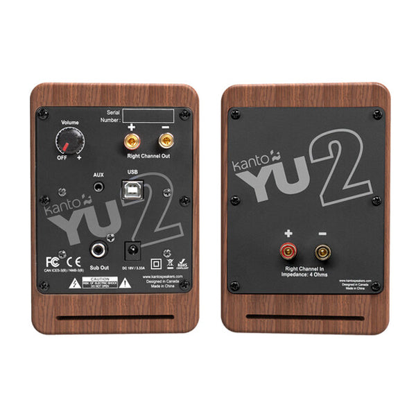 Kanto YU2WALNUT Powered Desktop Speakers - 100 Watts - Amplifier (Walnut)