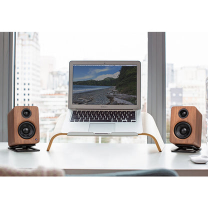 Kanto YU2WALNUT Powered Desktop Speakers - 100 Watts - Amplifier (Walnut)