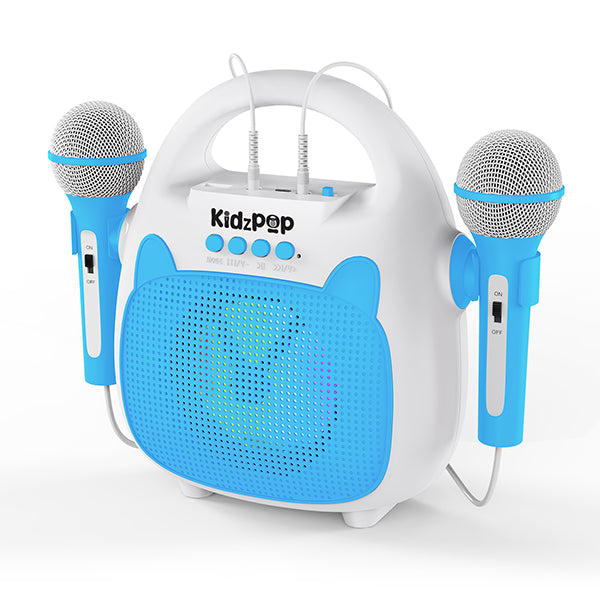 Kidzpop Portable Karaoke Bluetooth Speaker with 2 Mic - Blue