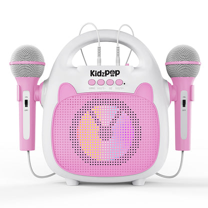 Kidzpop Portable Karaoke Bluetooth Speaker with 2 Mic - Pink
