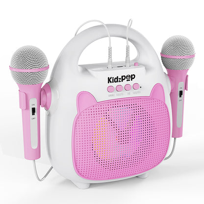Kidzpop Portable Karaoke Bluetooth Speaker with 2 Mic - Pink