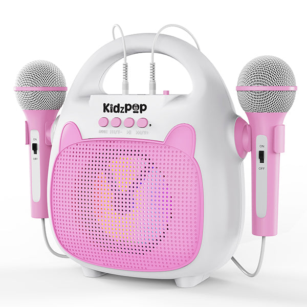 Kidzpop Portable Karaoke Bluetooth Speaker with 2 Mic - Pink