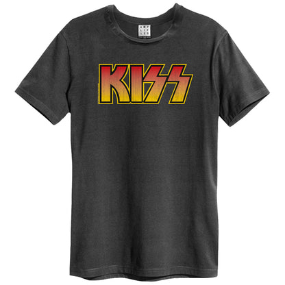 KISS - Classic Logo Distressed Amplified Vintage Charcoal T Shirt