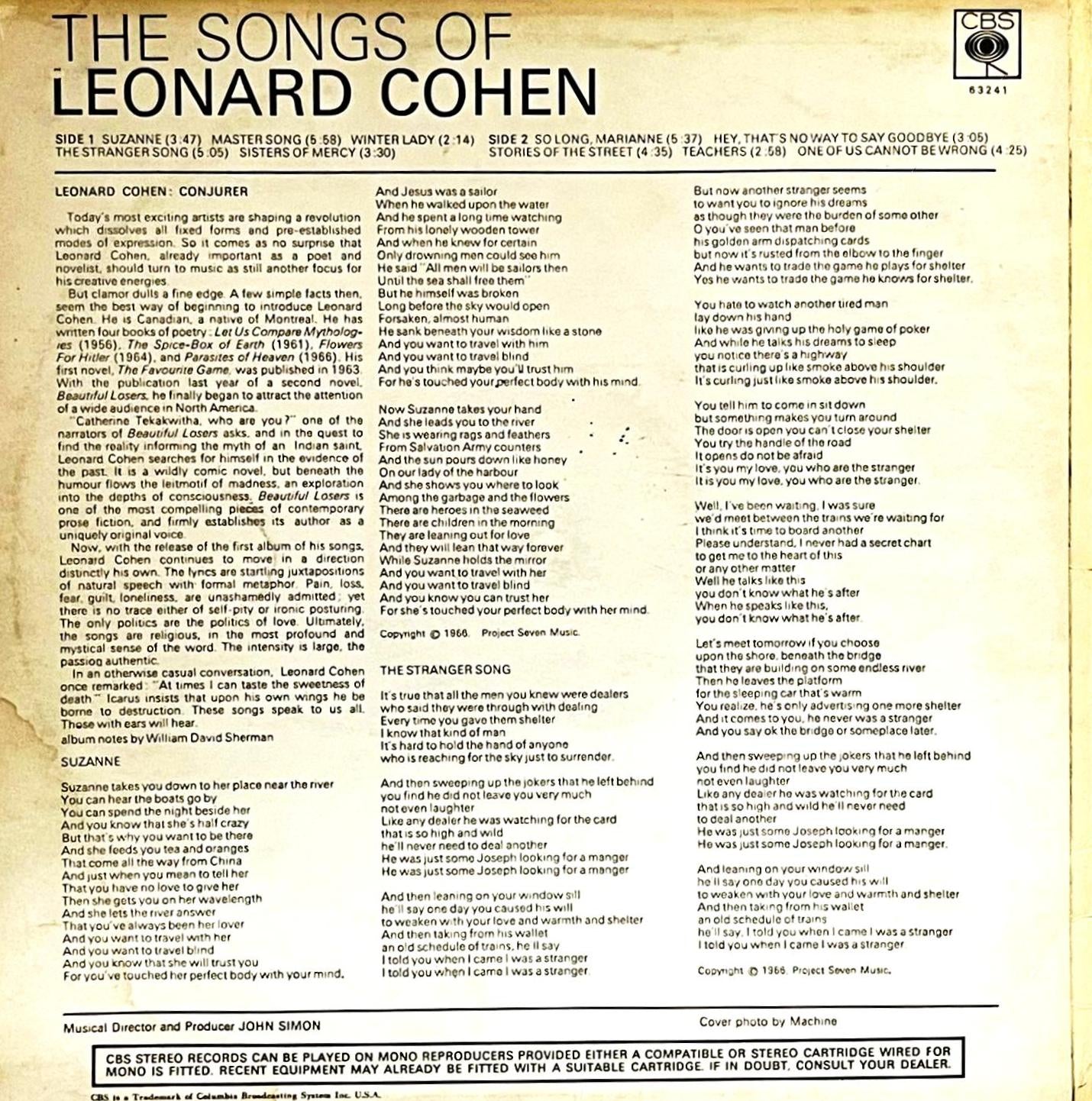 Leonard Cohen - Songs Of Leonard Cohen - LP (Used Vinyl)