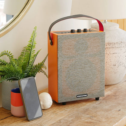Steepletone Redefy Orange - Colourful And Powerful 50watt Bluetooth Speaker, With Detachable Fabric Cover. Tone And Base Control. Tws Function.