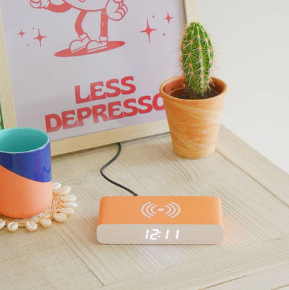 Steepletone Rise Charge Orange - Wireless Charger & Bedside Alarm Clock